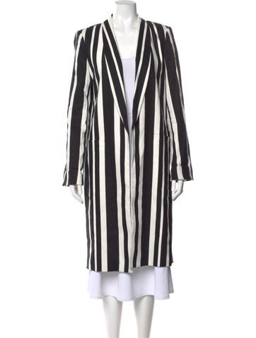 Pre-owned Alice And Olivia Linen Striped Coat In Multi