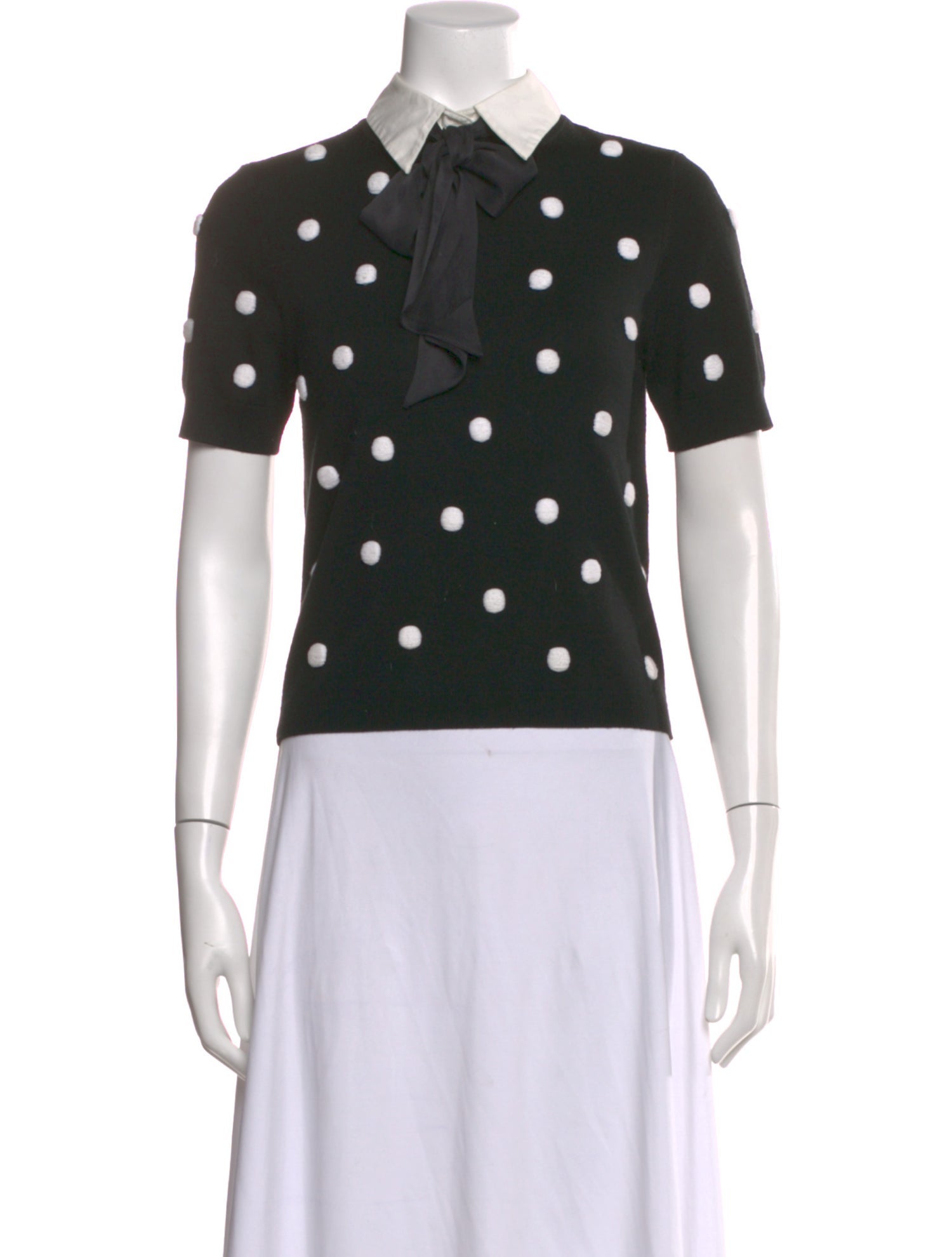 Wool Polka Dot Print Top