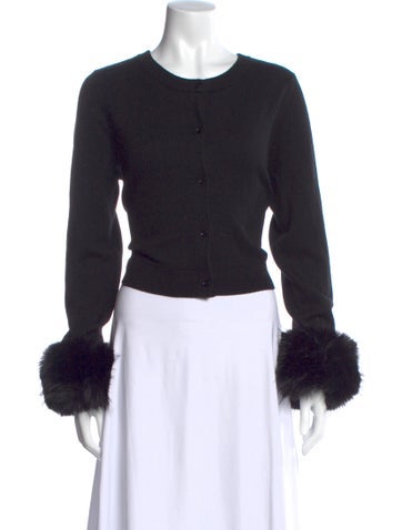 Pre-owned Alice And Olivia Wool Scoop Neck Sweater In Black