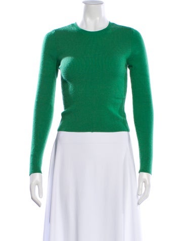Pre-owned Alice And Olivia Wool Crew Neck Sweater In Green