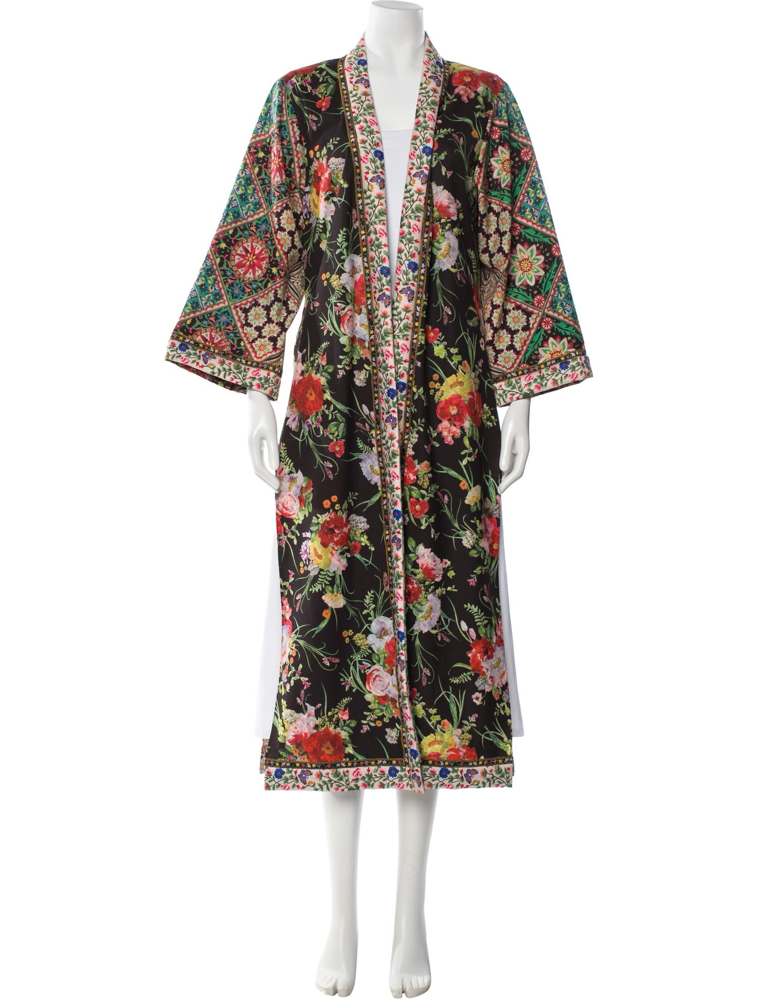 Alice + Olivia Printed Embroidered Accent Robe