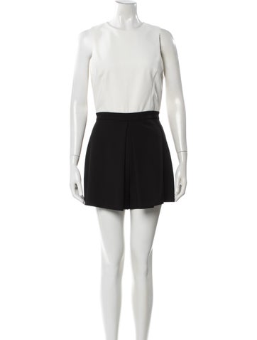 Pre-owned Alice And Olivia Crew Neck Romper In White