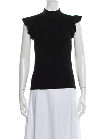Pre-owned Alice And Olivia Wool Mock Neck Sweater In Black