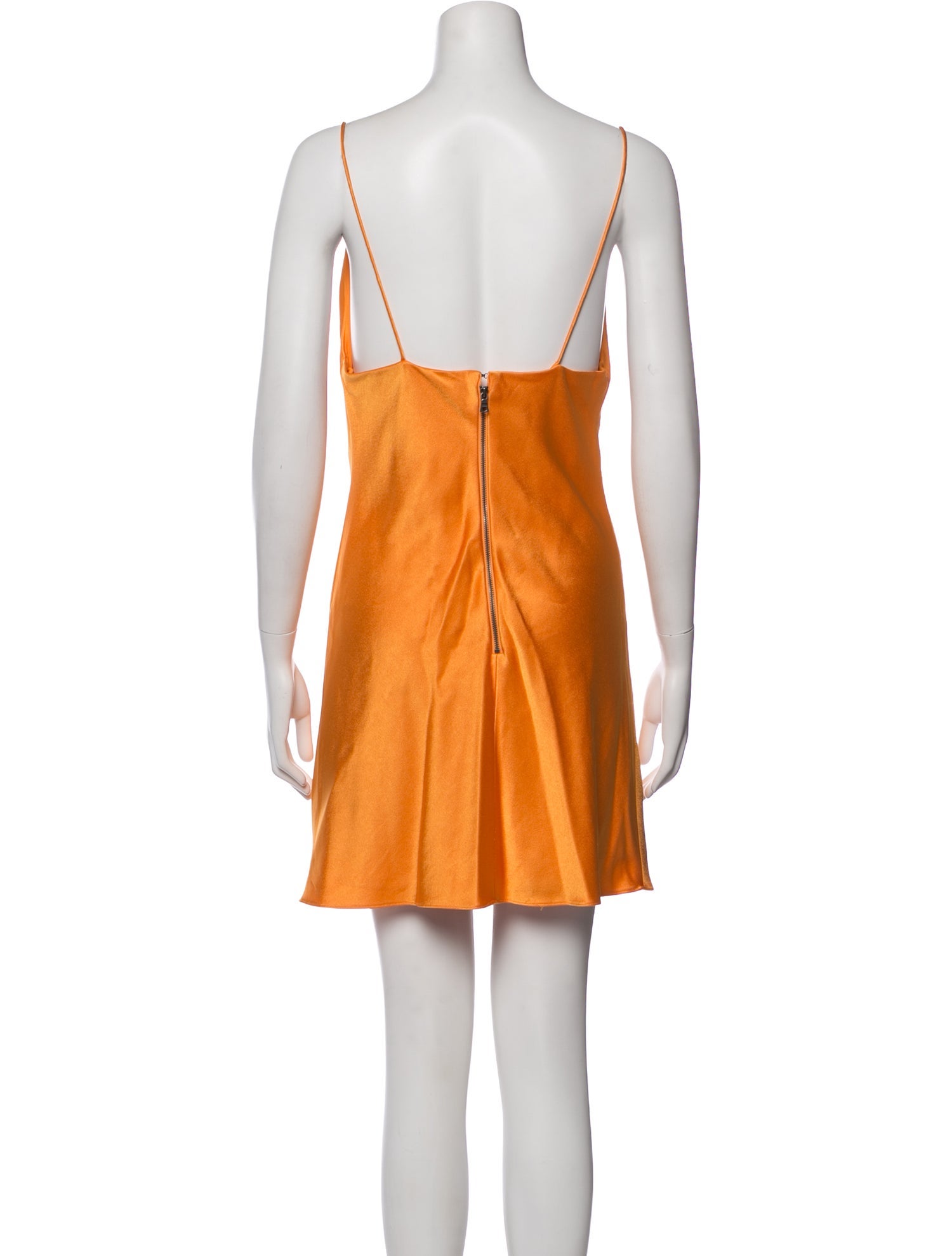alice and olivia orange dress Alice and Olivia Womens Harmony Satin Mini Slip Dress Orange 4