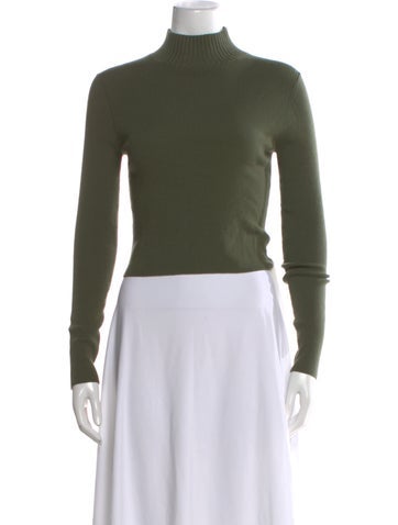 Pre-owned Alice And Olivia Wool Mock Neck Sweater In Green