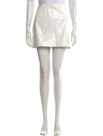 Pre-owned Alice And Olivia Patterned Mini Skirt In White