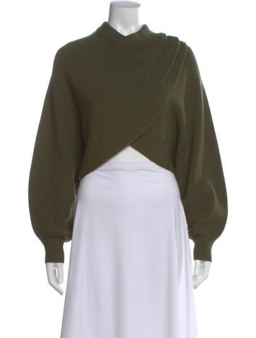 Pre-owned Alice And Olivia Wool Crew Neck Sweater In Green