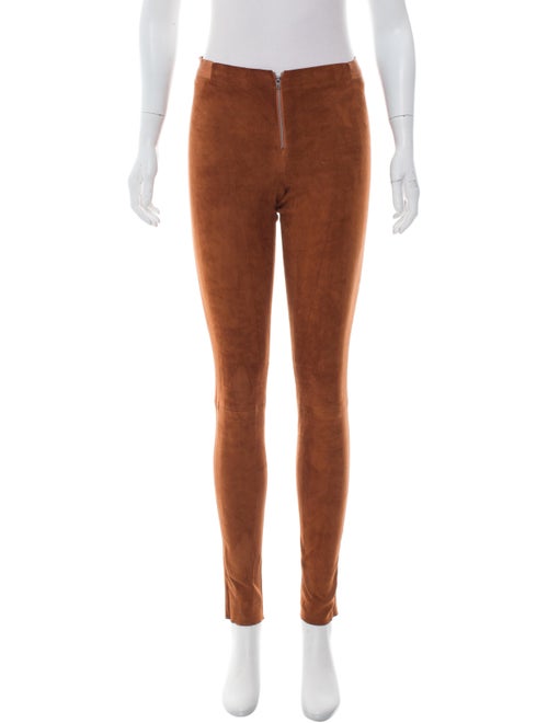 Alice + Olivia Suede Mid-Rise Pants