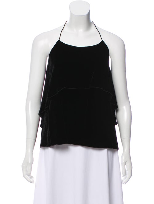 Alice + Olivia Velvet Halter Top Black