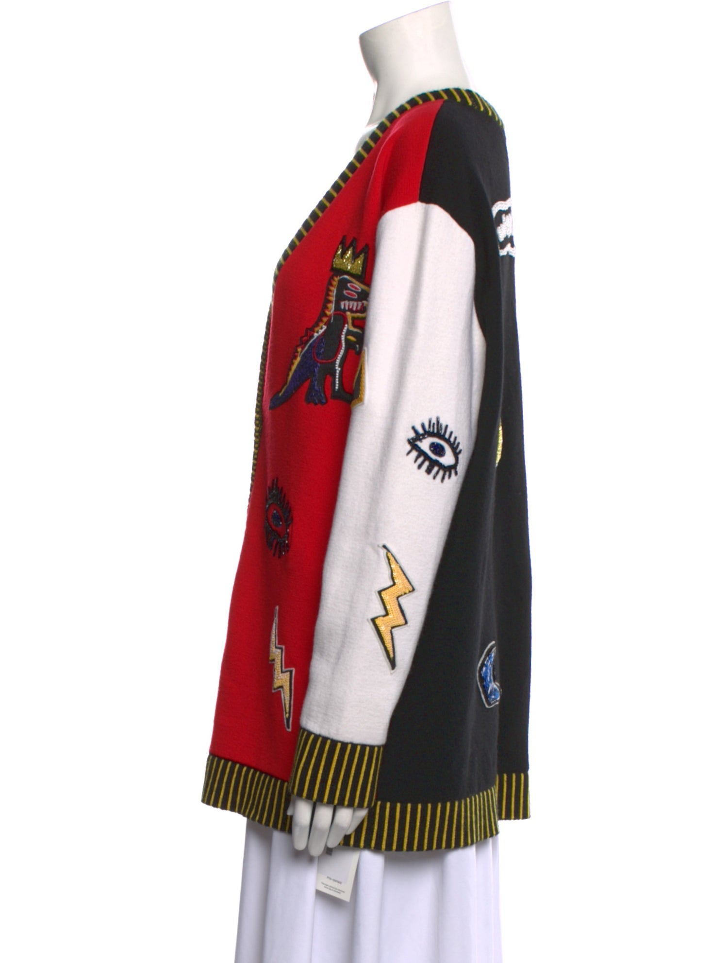 Alice + Olivia x Basquiat Printed V-Neck Sweater