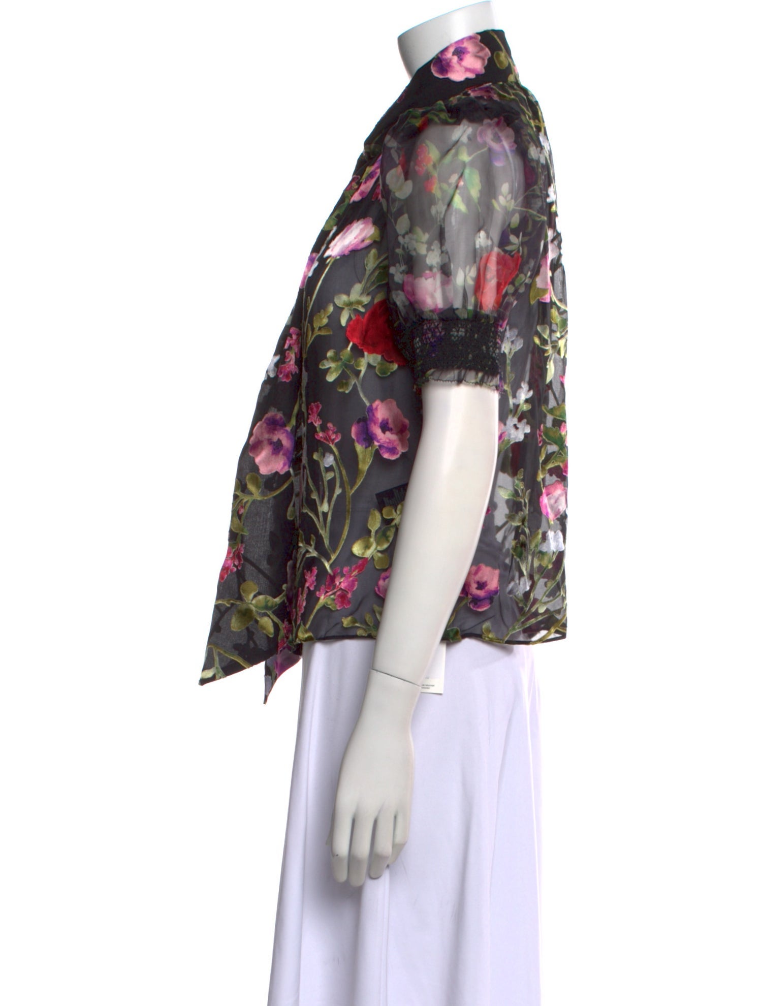 Alice + Olivia x Basquiat Floral Print Short Sleeve Button-Up Top w/ Tags