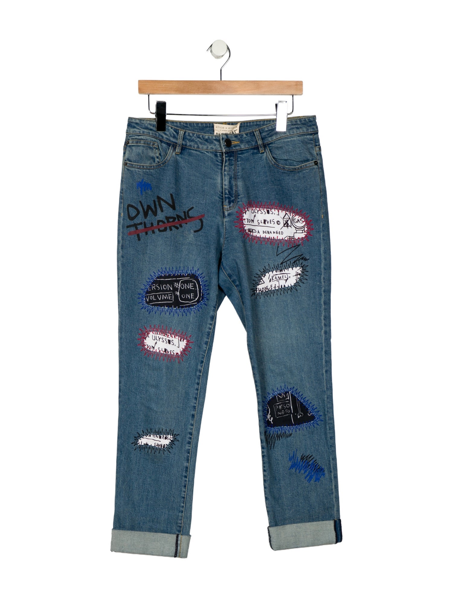 Alice + Olivia x Basquiat Mid-Rise Straight Leg Jeans