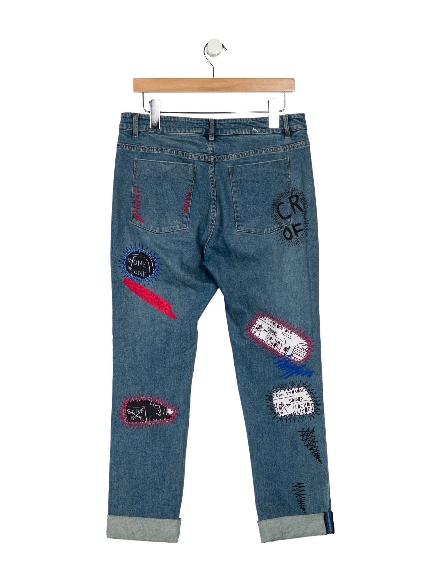 Alice + Olivia x Basquiat Mid-Rise Straight Leg Jeans