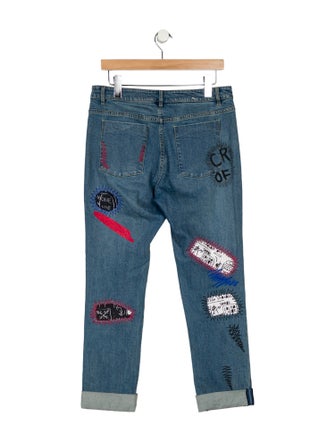 Alice + Olivia x Basquiat Mid-Rise Straight Leg Jeans