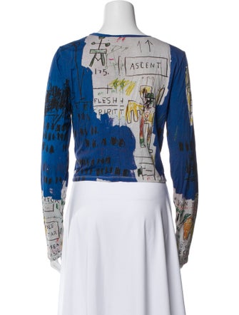 Alice + Olivia x Basquiat Graphic Print Bateau Neckline Crop Top