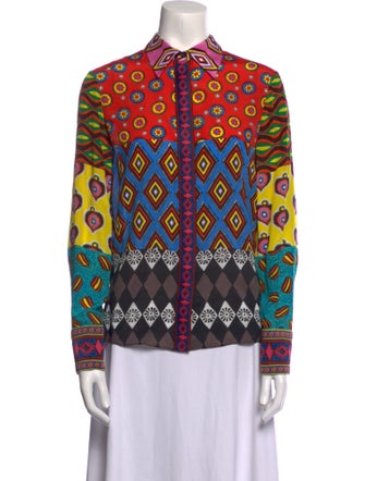 Alice + Olivia x Carla Kranendonk Silk Printed Button-Up Top
