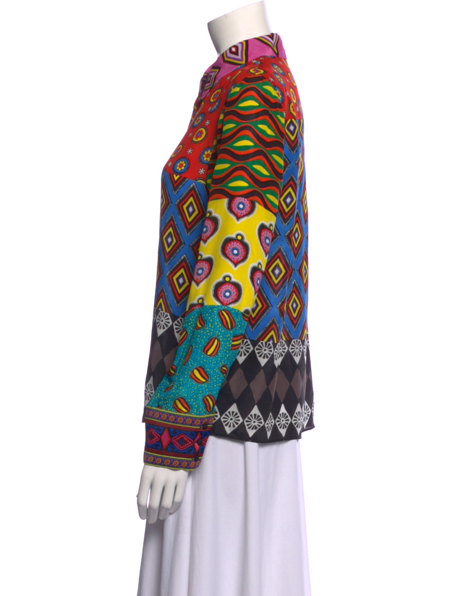 Alice + Olivia x Carla Kranendonk Silk Printed Button-Up Top