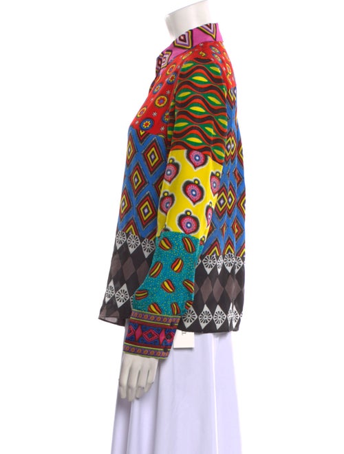 Alice + Olivia x Carla Kranendonk Silk Printed Button-Up Top