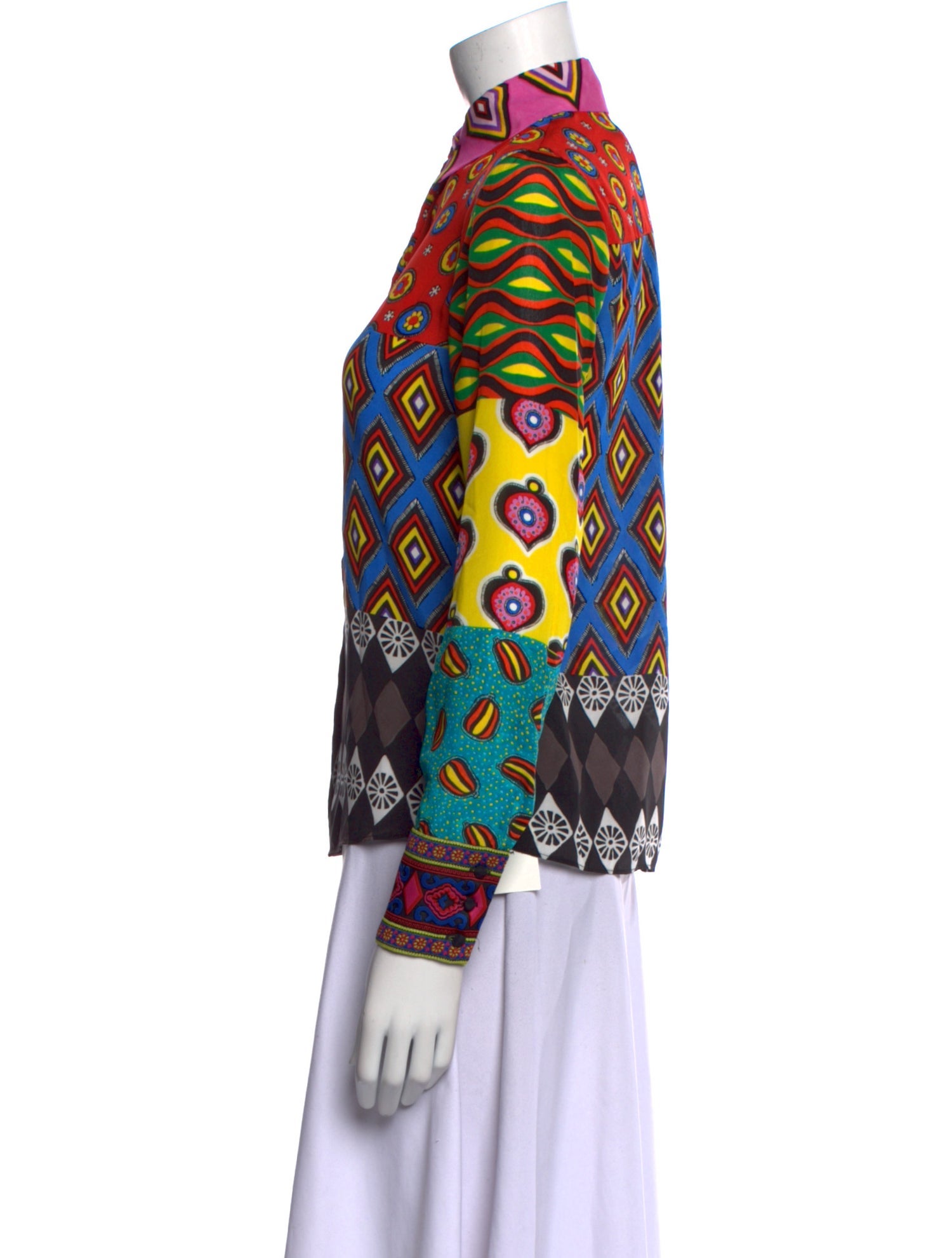 Alice + Olivia x Carla Kranendonk Silk Printed Button-Up Top w/ Tags