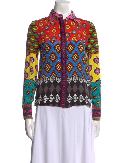 Alice + Olivia x Carla Kranendonk Silk Printed Button-Up Top