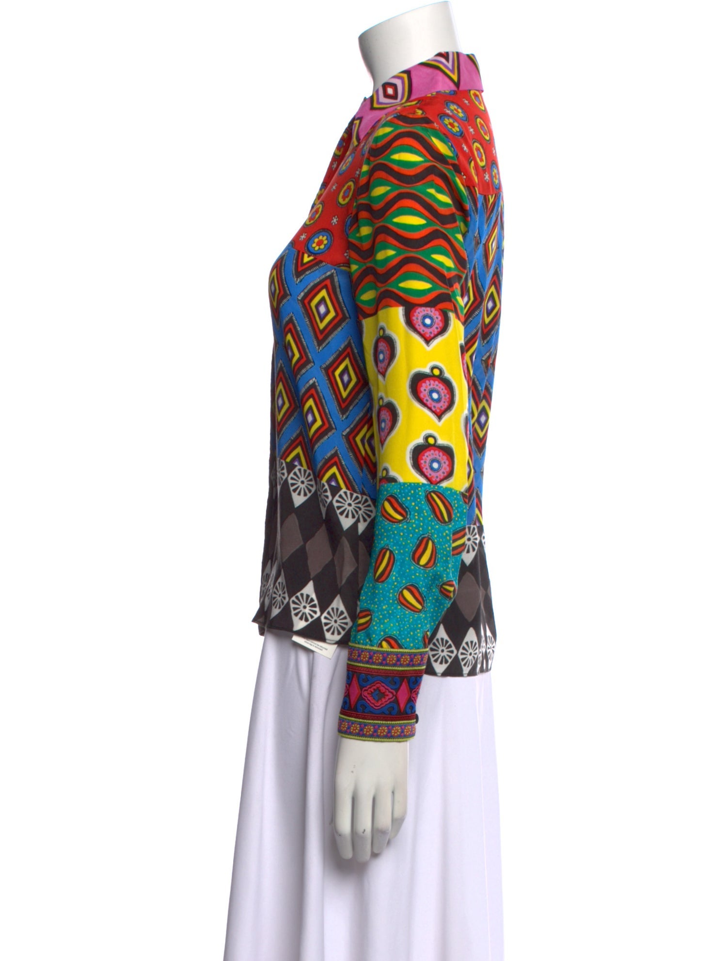 Alice + Olivia x Carla Kranendonk Silk Printed Button-Up Top