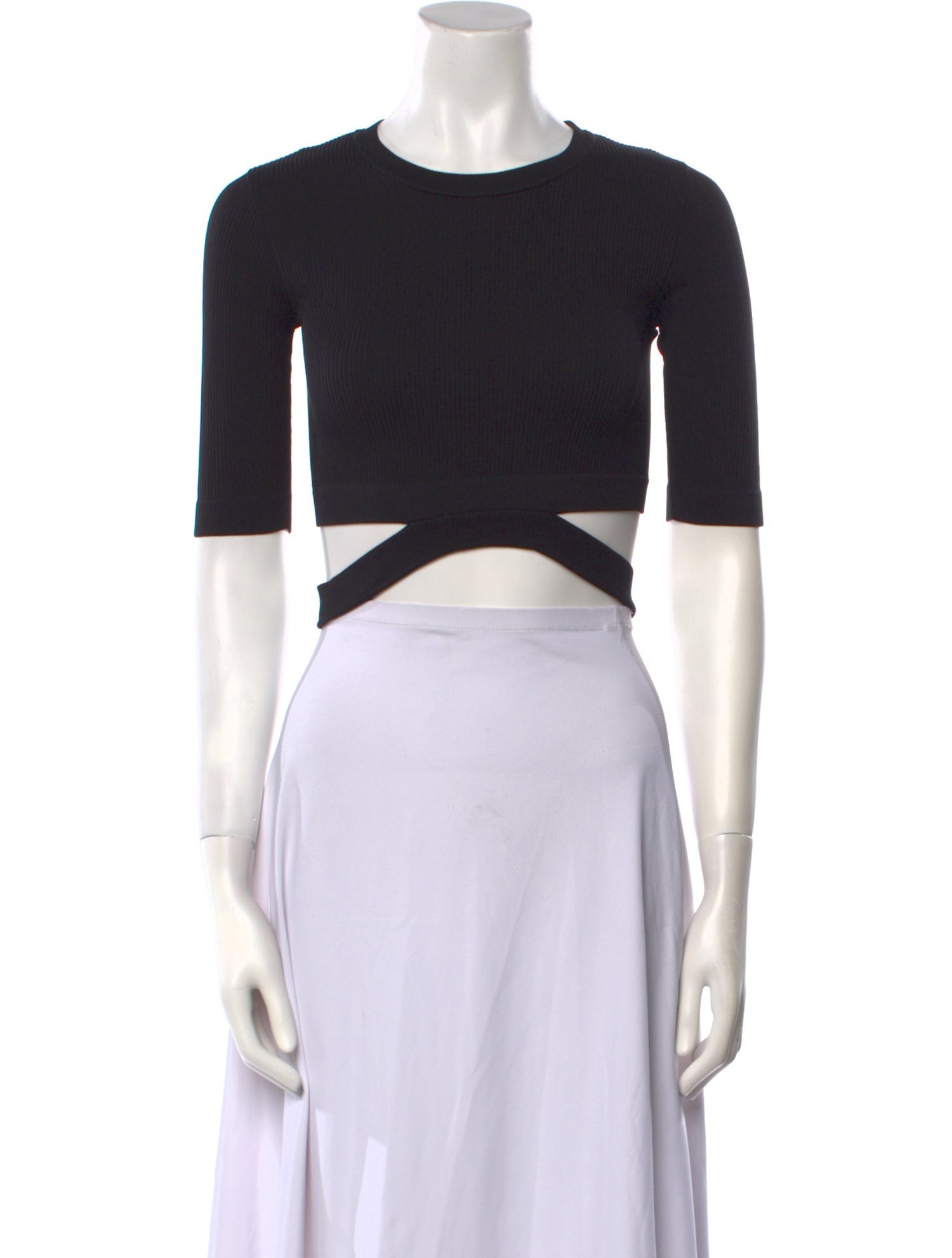 ADAMO Crew Neck Short Sleeve Crop Top