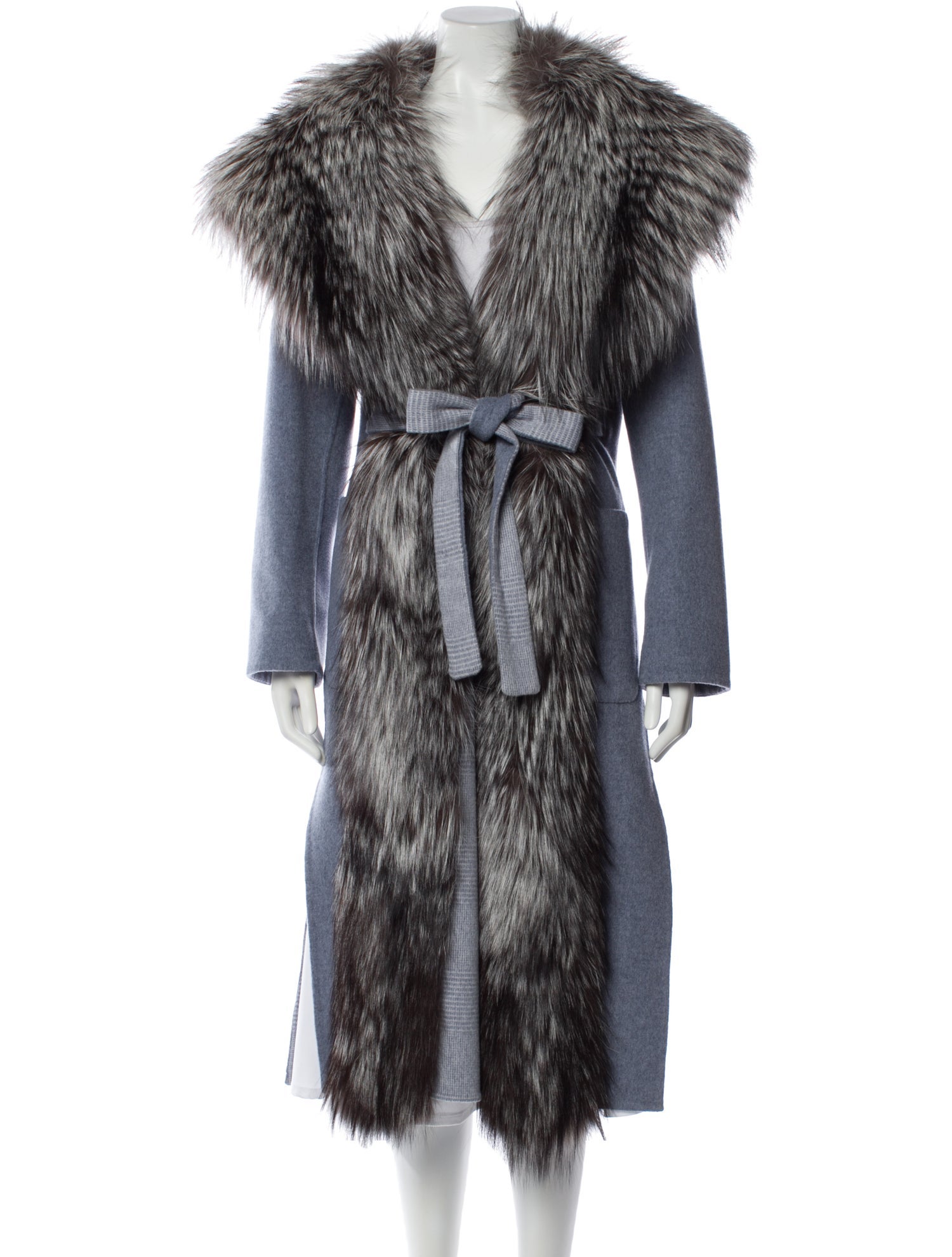 ADAMO Alpaca Printed Faux Fur Coat