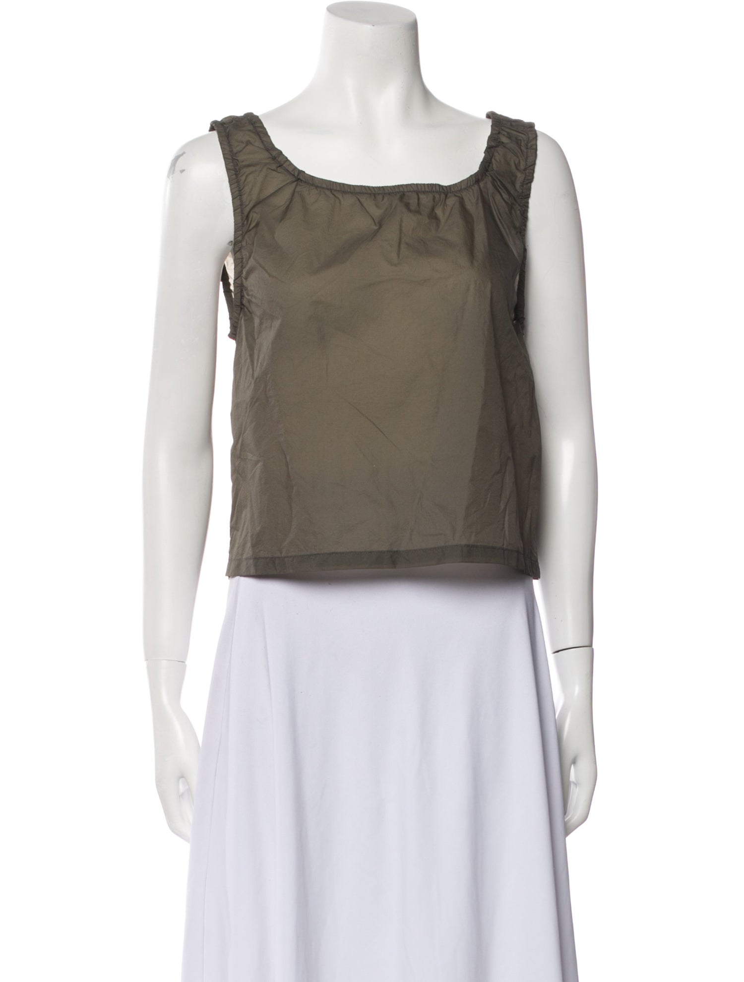 AMOMENTO Nylon Square Neckline Crop Top