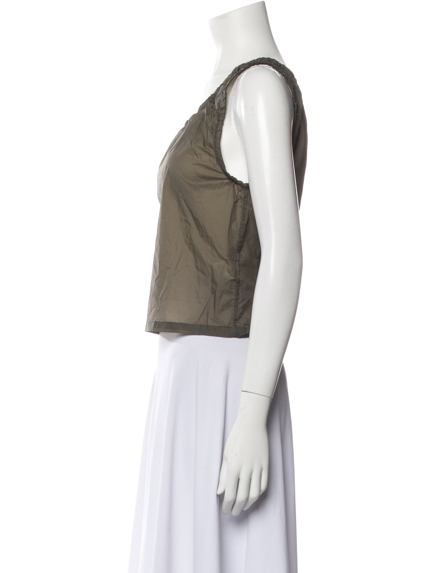 AMOMENTO Nylon Square Neckline Crop Top