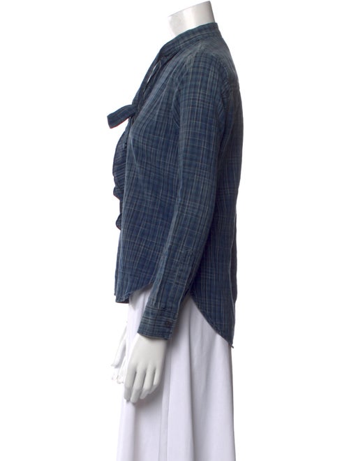 AMOMENTO Plaid Print Long Sleeve Button-Up Top