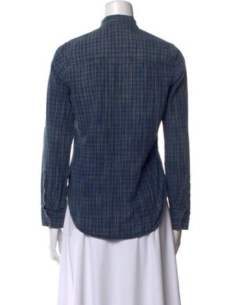 AMOMENTO Plaid Print Long Sleeve Button-Up Top