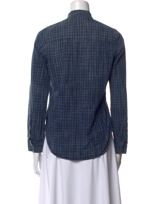 AMOMENTO Plaid Print Long Sleeve Button-Up Top