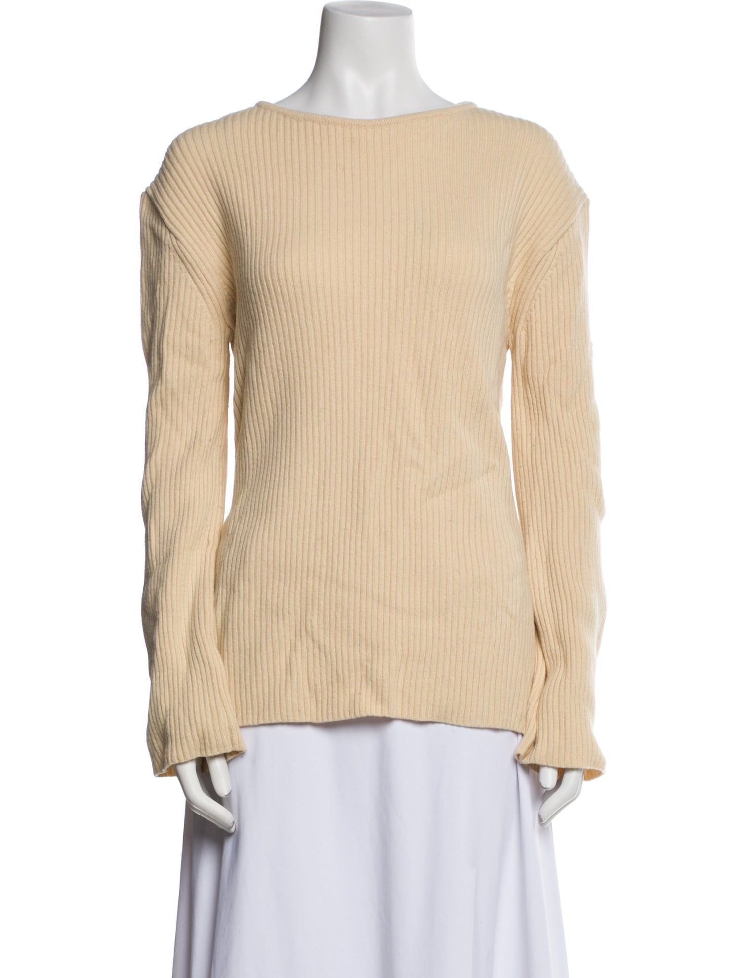 AMOMENTO Wool Bateau Neckline Sweater