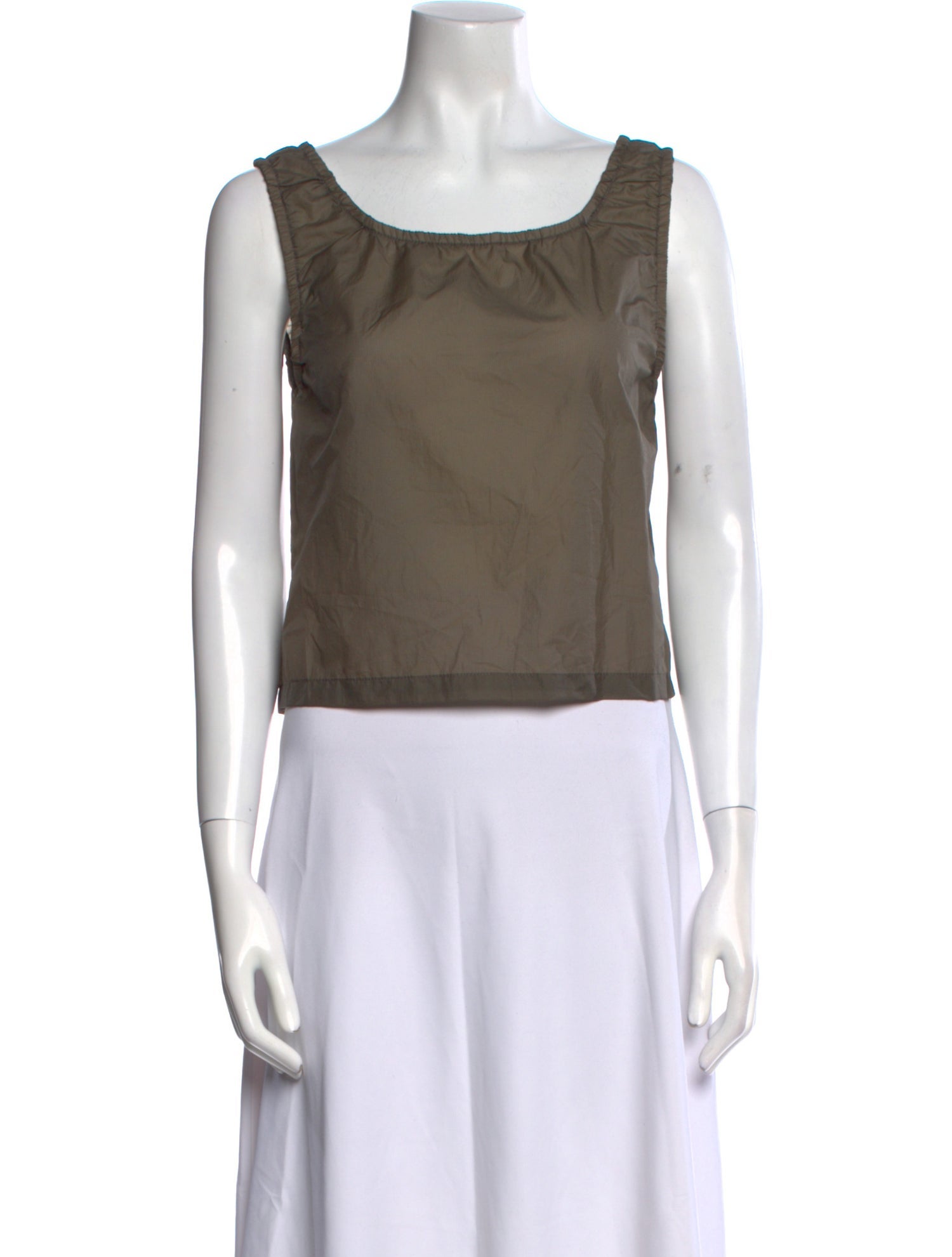 AMOMENTO Nylon Scoop Neck Crop Top