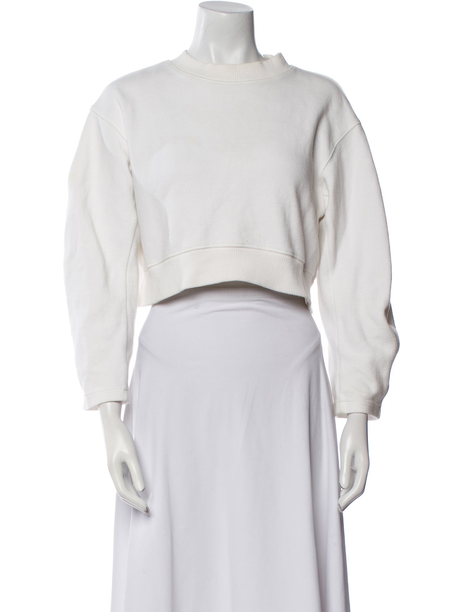 AMOMENTO Mock Neck Three-Quarter Sleeve Crop Top