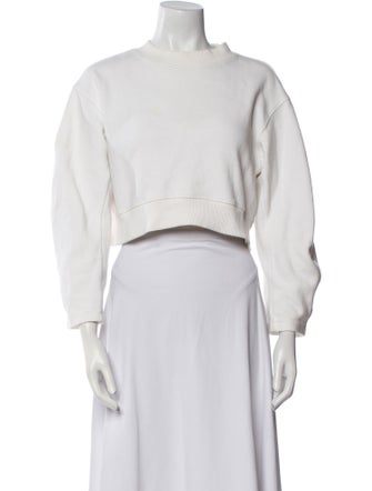 AMOMENTO Mock Neck Three-Quarter Sleeve Crop Top