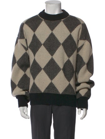 AMOMENTO Wool Plaid Print Pullover
