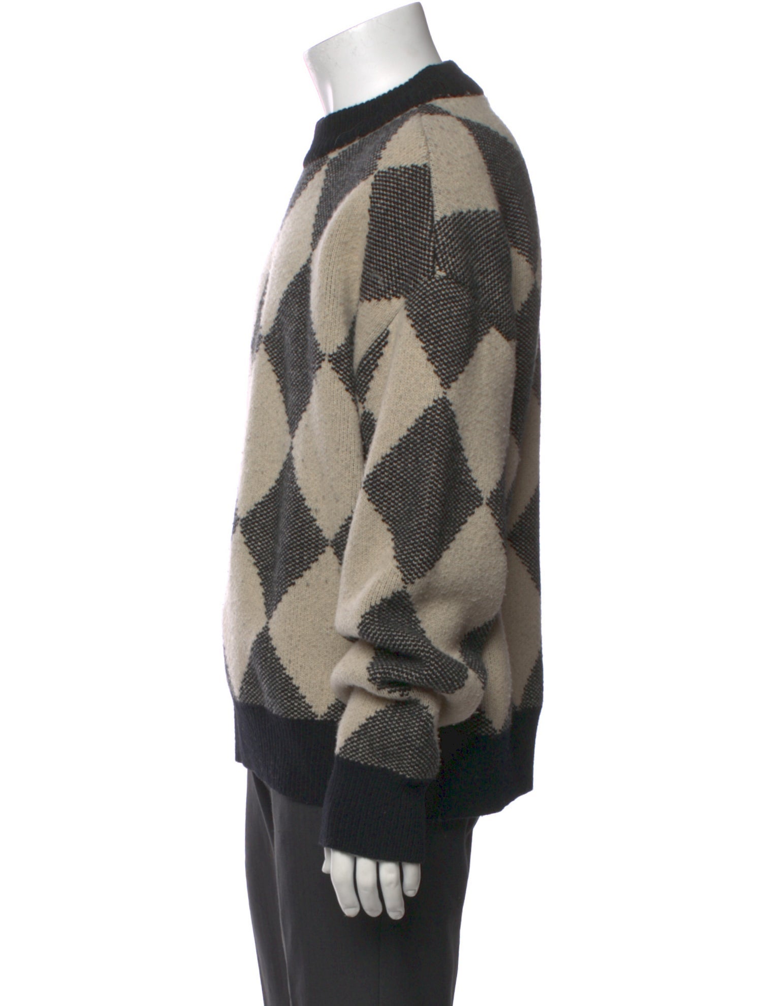 AMOMENTO Wool Plaid Print Pullover