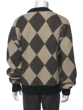 AMOMENTO Wool Plaid Print Pullover