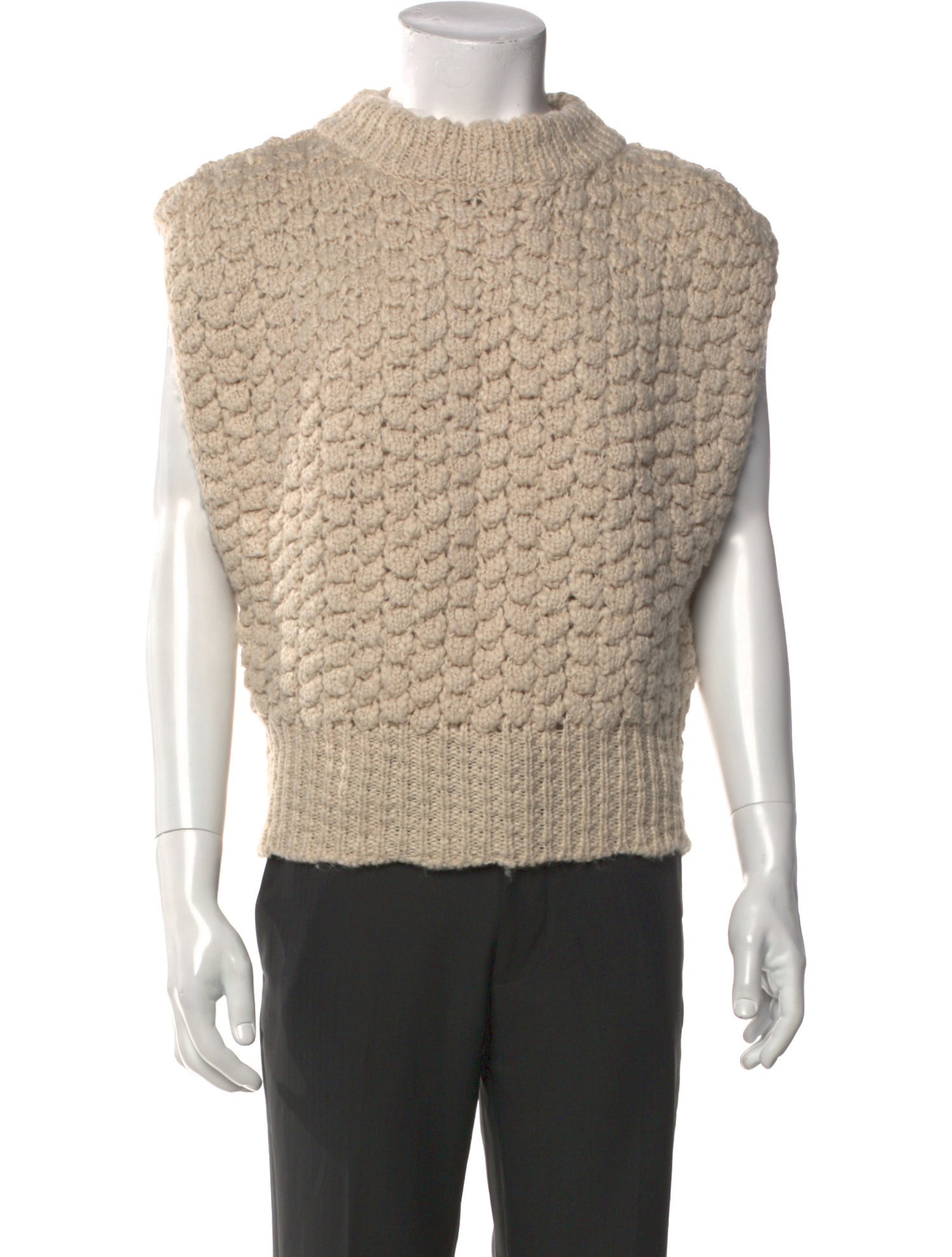 AMOMENTO Crew Neck Short Sleeve Sweater Vest