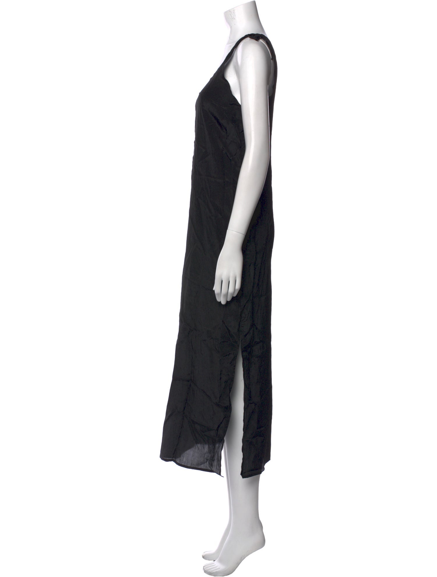 AMOMENTO Scoop Neck Long Dress