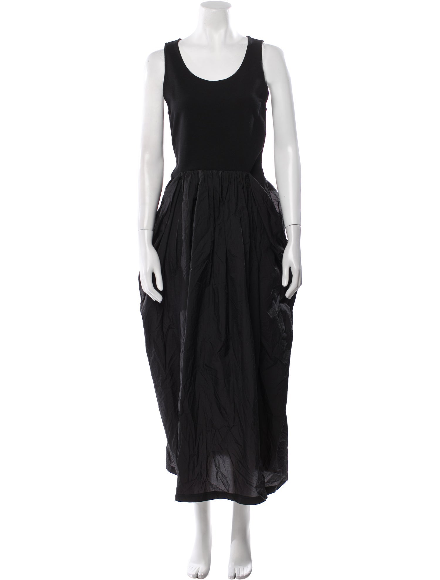 AMOMENTO Scoop Neck Long Dress