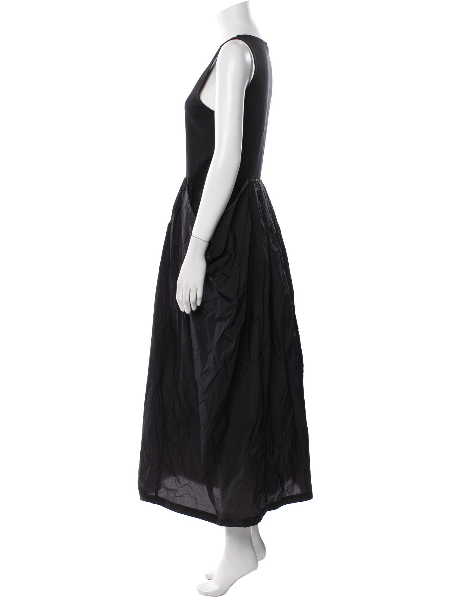 AMOMENTO Scoop Neck Long Dress