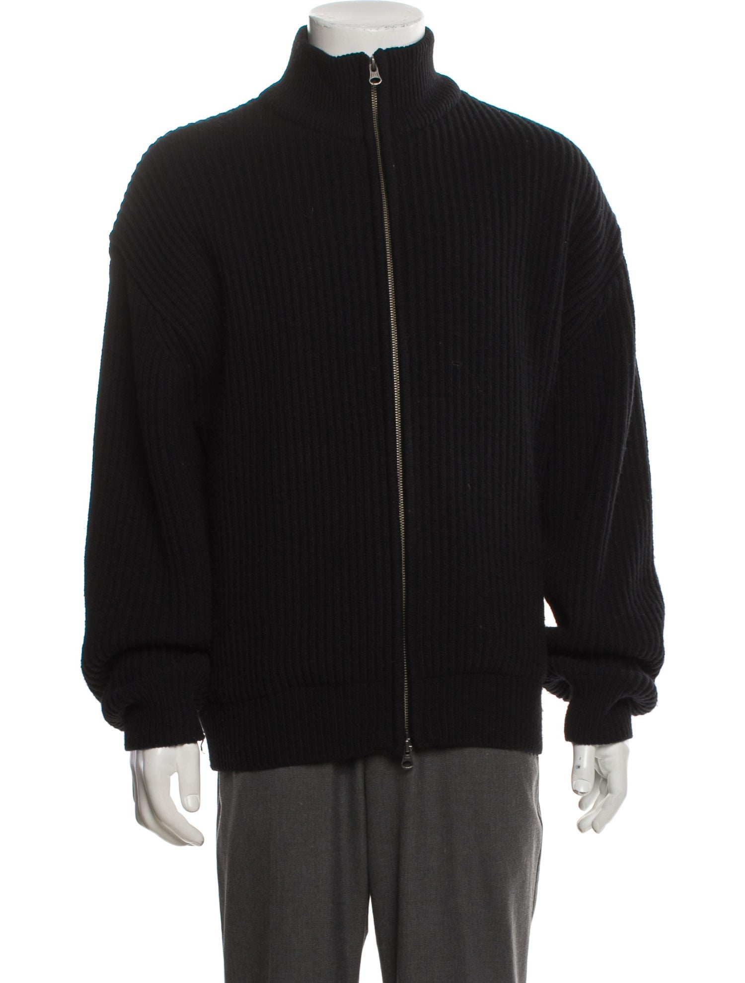 AMOMENTO Wool Mock Neck Cardigan