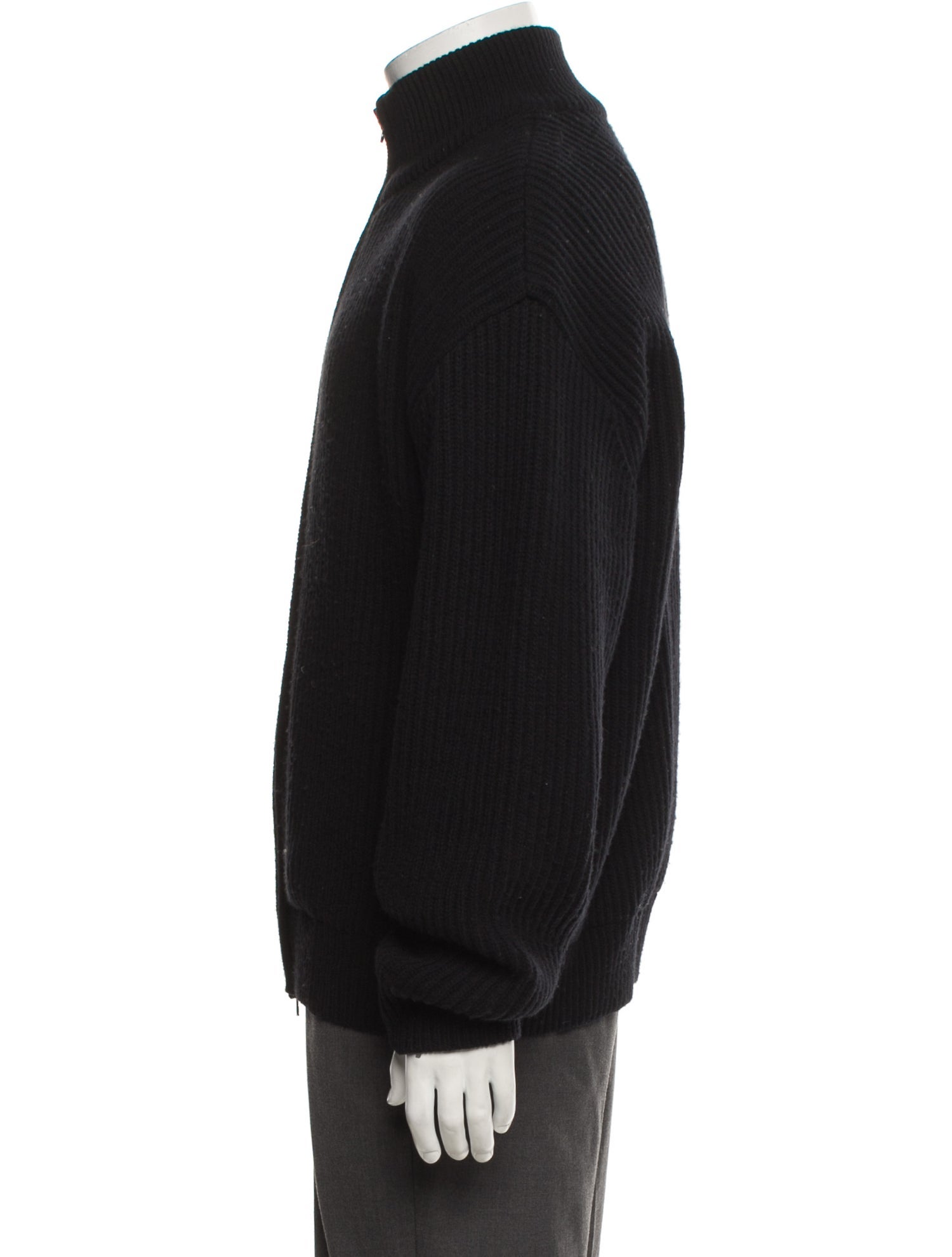 AMOMENTO Wool Mock Neck Cardigan
