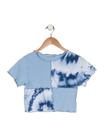 A.O.T.C. Tie-Dye Print Crew Neck Crop Top