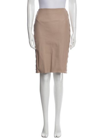 Aphero Skirts Lamb Leather Knee-Length Skirt L