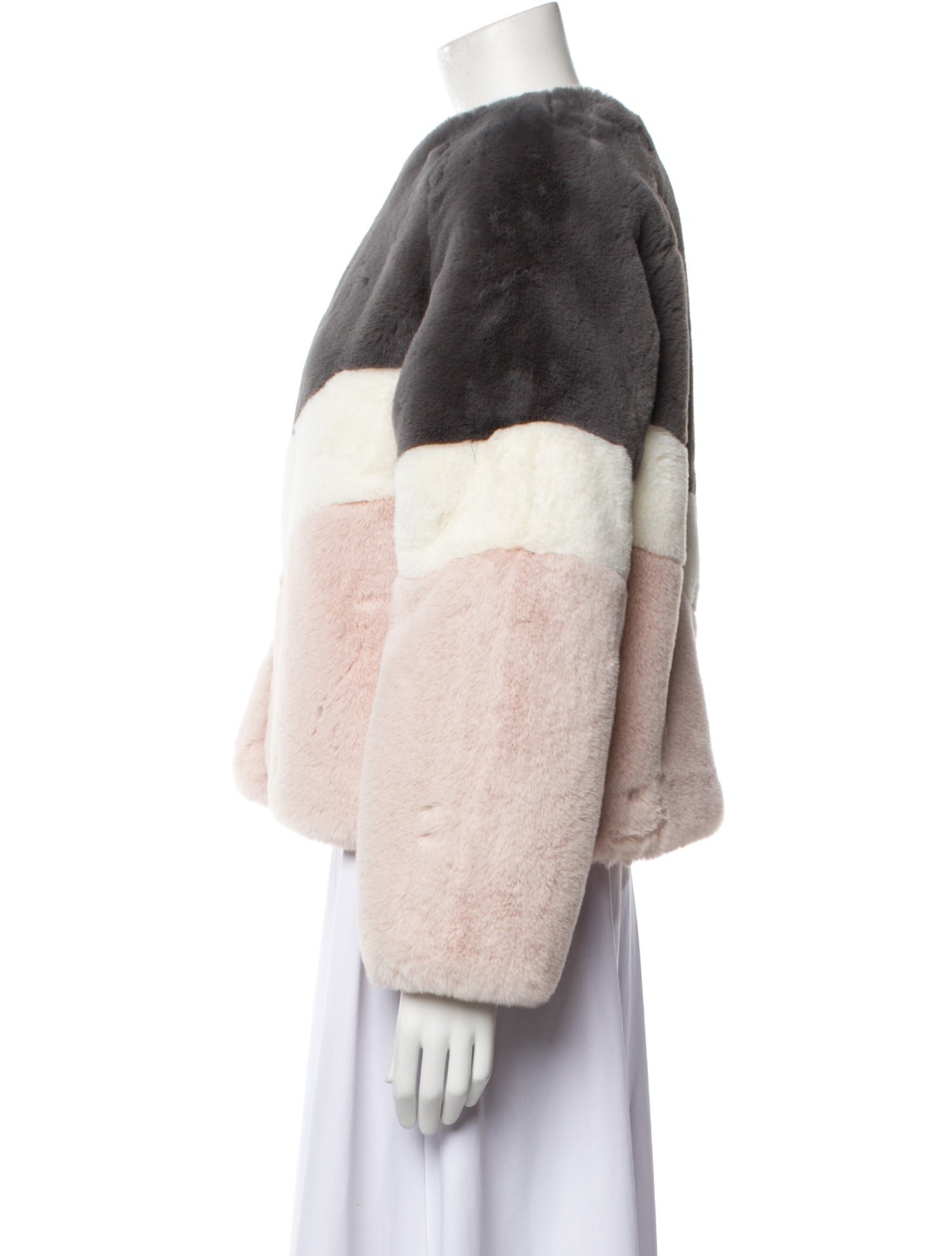 Apparis Colorblock Pattern Faux Fur Coat w/ Tags
