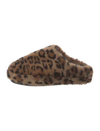 Apparis Faux Fur Animal Print Mules