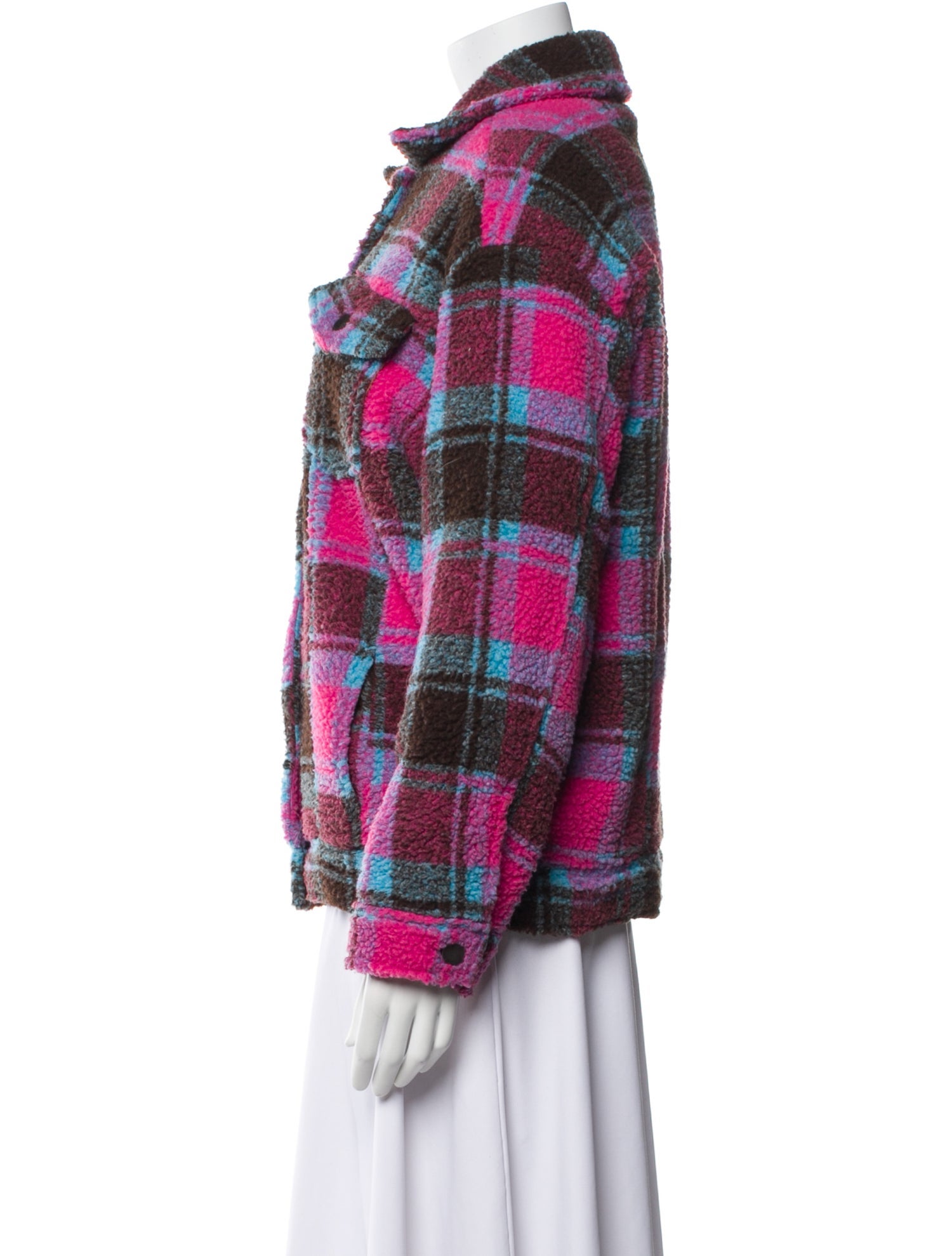 Apparis Faux Fur Plaid Print Jacket